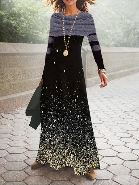 

Cowl Neck Casual Regular Fit Dresses, As picture, Maxi Dresses