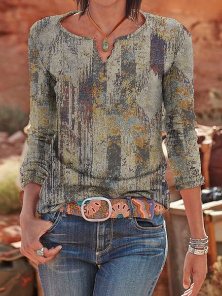 

Notched Casual Shirts & Tops, Light camel, T-Shirts