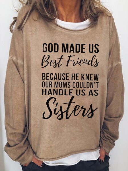 

God funny Casual Letter Sweatshirt, Light brown, Hoodies&Sweatshirts