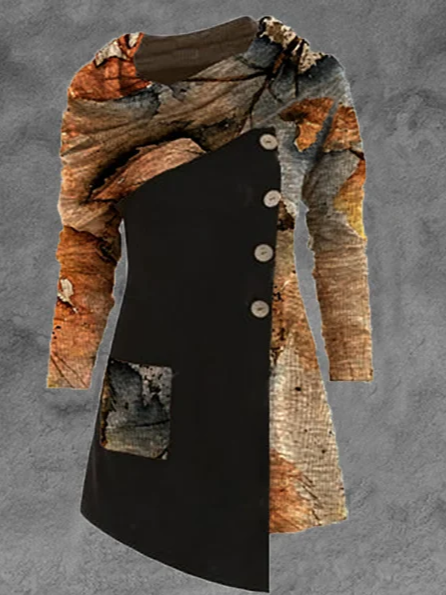 

Leaves Crew Neck Loosen Knitting Dress, Black, Sweater Dresses