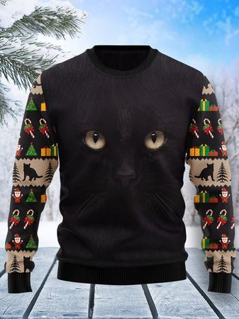 

Long Sleeve Crew Neck Cotton Shirts & Tops, As picture, T-shirt