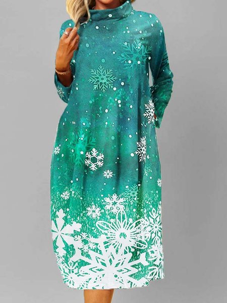 

Christmas Cotton Blends Casual Dresses, Green, Tie dye dress
