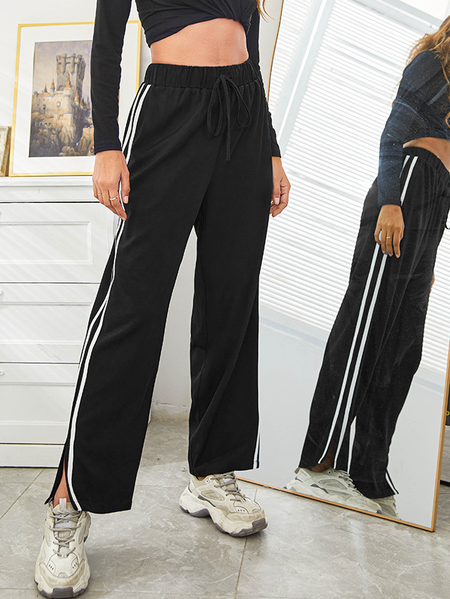 

Loosen Plain Pants, Black, Pants