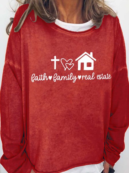 

Faith Family Real Estate Crew Neck Casual Sweatshirts, Red, Hoodies&Sweatshirts