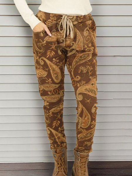 

Paisley Casual Pants, Yellow brown, Pants