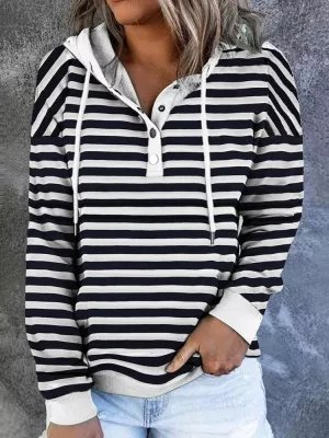 

Bases Casual Loosen Striped Sweatshirt, Stripe, Sweatshirts & Hoodies