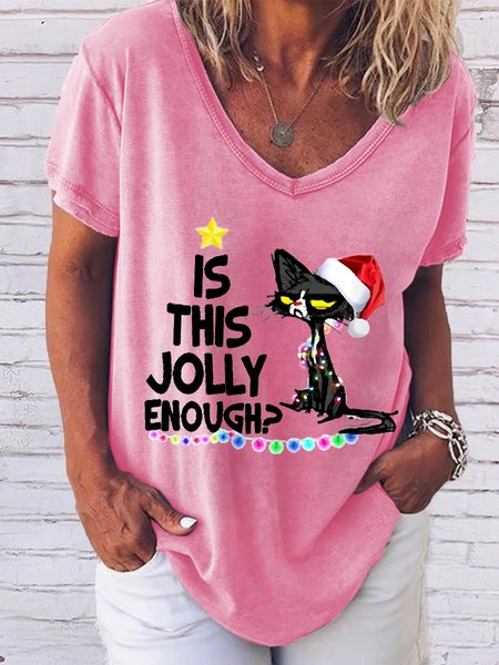 

Is This Jolly Enough Cat Xmas Chrismas Casual Regular Fit Sweatshirt, Pink, T-shirts