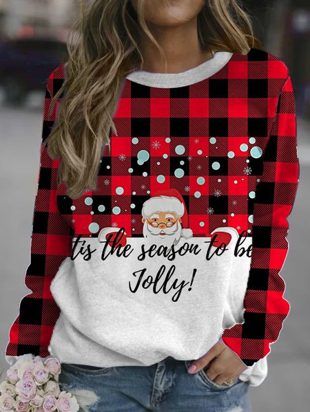 

Christmas Fun Printed Crew Neck Sweatshirt, Red, Hoodies&Sweatshirts