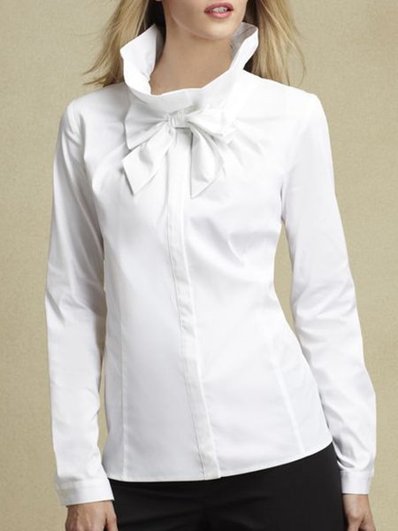 

Daily imple Elegant Plain Simple Shirt, White, Blouses and Shirts