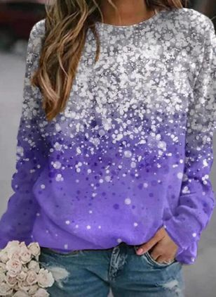

Crew Neck Long Sleeve Cotton-Blend Shirts & Tops, Purple, Tops