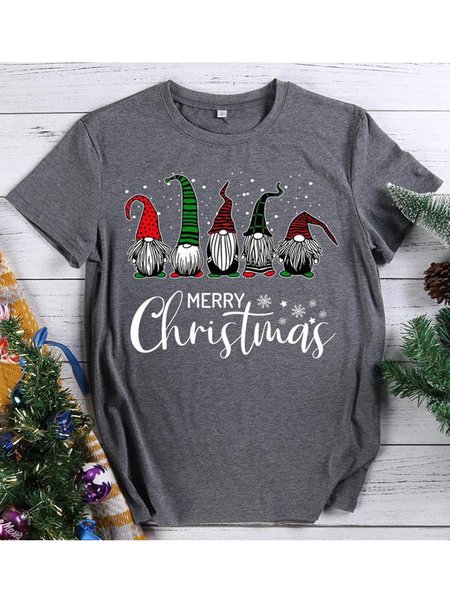 

Cute Xmas Gnomes In Plaid Hats Merry Christmas T-Shirt, Light gray, T-shirts