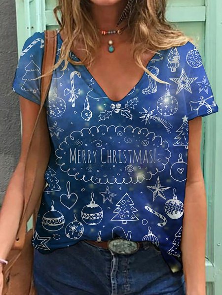 

Blue christmas night Women's T-shirt, T-shirts