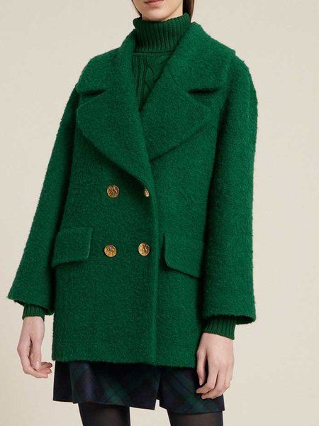 

Elegant Solid Long sleeve Lapel Outerwear, Green, Coats
