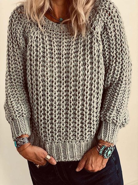 

Jacquard Wool/Knitting Casual Sweater, Gray, Sweaters