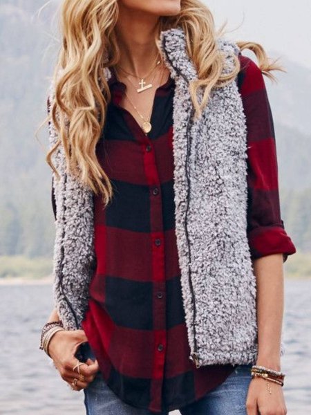 

Casual Regular Fit Vests, Gray, Outerwear