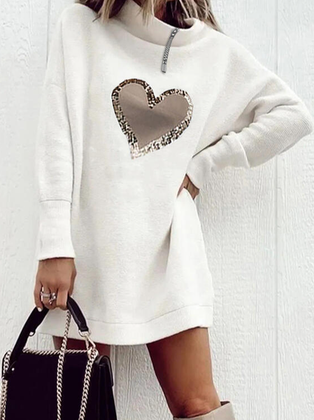 Allentare Casuale Felpa, Bianco, Blouses & Shirts