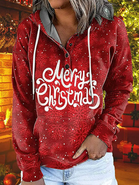 

Long Sleeved Christmas Snowflake Holiday Hoodies, Red, Sweatshirts & Hoodies