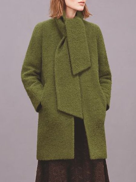 

Elegant Loosen Solid Pockets Outerwear, As picture, Coats