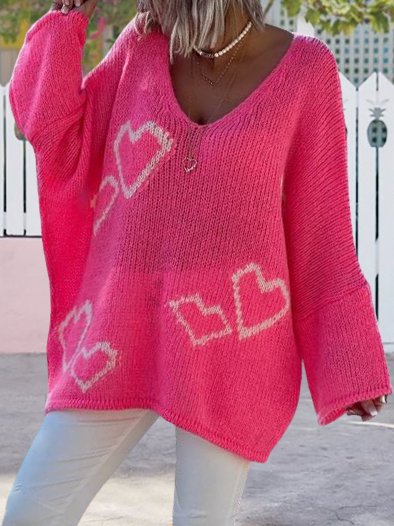 

Cotton Blends Loosen Casual Sweater, Pink, Sweaters