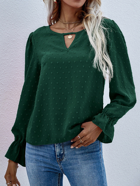 

Raglan Sleeve Simple Shirts & Tops, Green, Shirts & Blouses