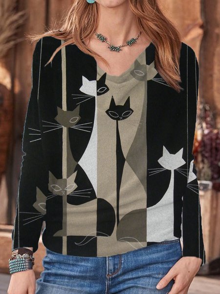 

Cowl Neck Casual Shirts & Tops, Black, Long sleeve tops