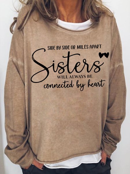

Sister Casual Letter Sweatshirts, Light brown, Hoodies&Sweatshirts