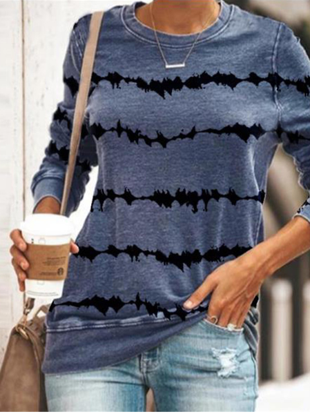 

Regular Fit Polyester Cotton Crew Neck Shirts & Tops, Blue, T-Shirts