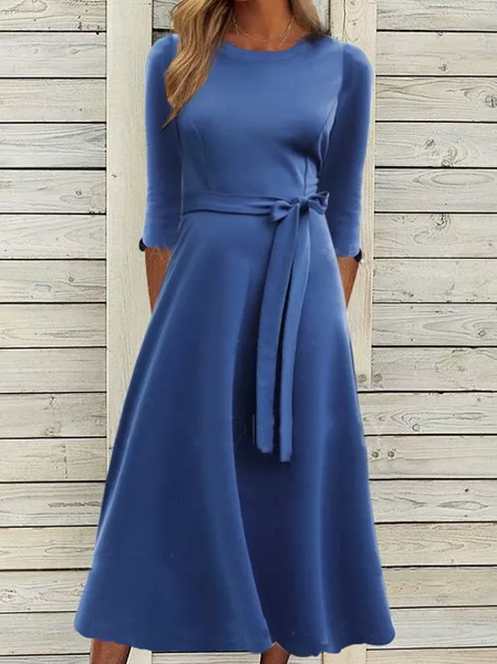 

Plain Casual Cotton Blends Dresses, Blue, Maxi Dresses