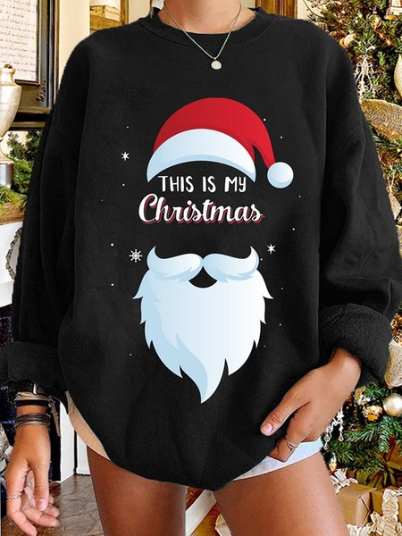 

Christmas Snowman Cotton Crew Neck Sweatshirt, Black, Sweatshirts & Hoodies