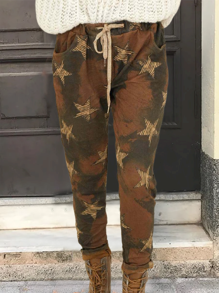 

Regular-fit drawstring star trousers, Coffee, Pants