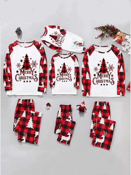 

Casual Family Christmas Pajamas Matching Sets, Red, Suits