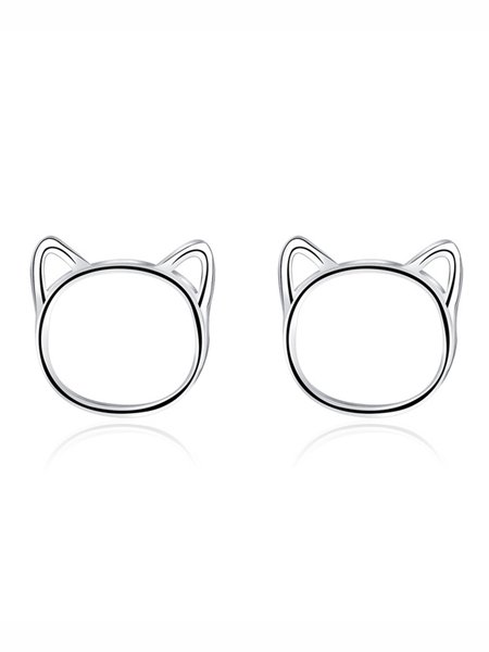 Simple Hollow Cat Earrings, As picture, Earrings