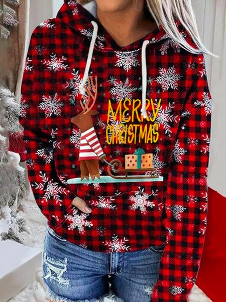 

Hooded Checked/Plaid Sweatshirt, Red, Hoodies & Sweatshirts