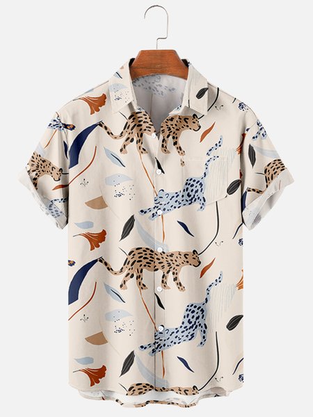 

Shirt Collar Casual Floral Shirts, As picture, Men's Floral shirt