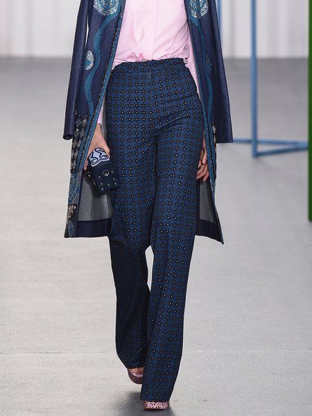 

Work Regular Fit Pants, Blue, Wide Leg Pants