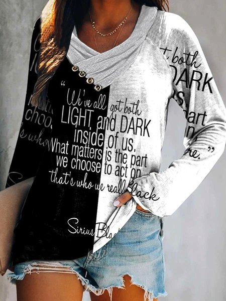 

Loosen V Neck Basics Shirts & Tops, As picture, Long sleeve tops