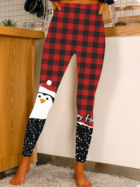 

Cotton Blends Pants, Red-black, Leggings