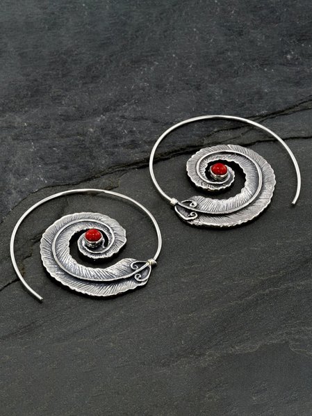 

Vintage Feather Turquoise Earrings, Red, Earrings