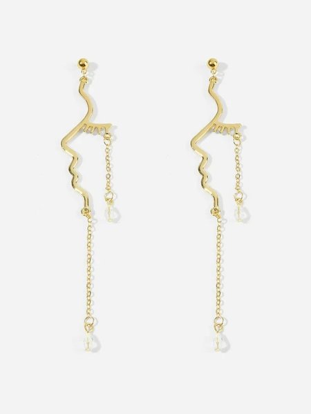 

Personalized Portrait Crystal Tassel Earrings, Golden, Earrings