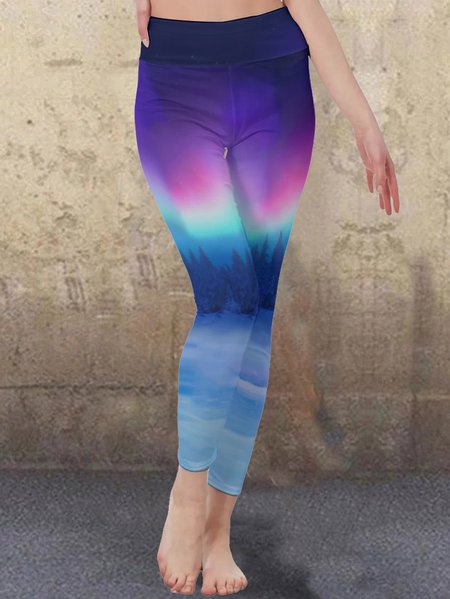 

Gradient print high waist stretch yoga leggings, As picture, Leggings