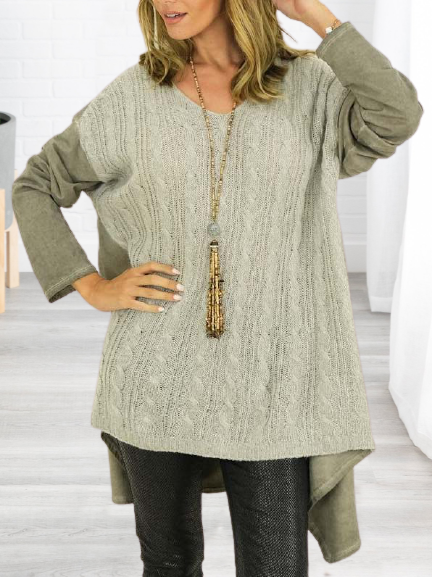 

Casual V Neck Solid Sweater, Green, Sweaters