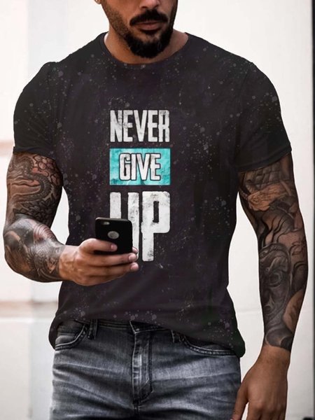 

Crew Neck Short Sleeve Shirts & Tops, As picture, Men's t-shirts