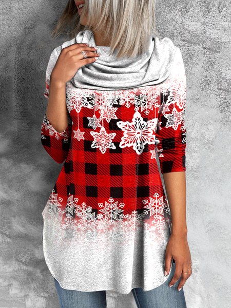 

Regular Fit Cowl Neck Shirts & Tops, Red, Long sleeve tops