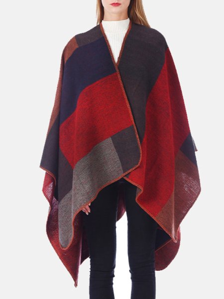 

Vintage Simple Casual Outdoor Scarf Cape, Red, Scarves