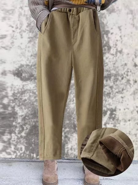 

Vintage Casual Loosen Solid Pants, Khaki, Pants