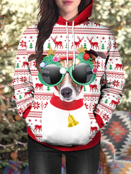 

Animal Funny Christmas Dog Pattern Red and White Hoodie, Sweatshirts & Hoodies