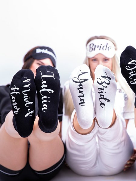 

Hot Glue Letter Casual Socks, Black, Socks