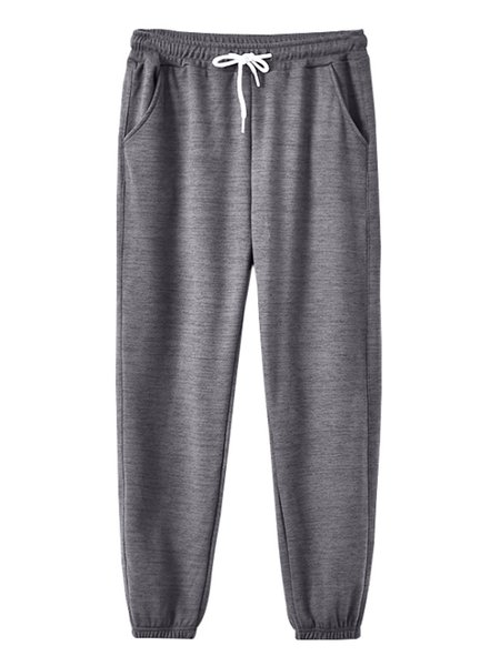 

Casual Sporty Elegant Plain Loosen Sporty Pants, Deep gray, Pants