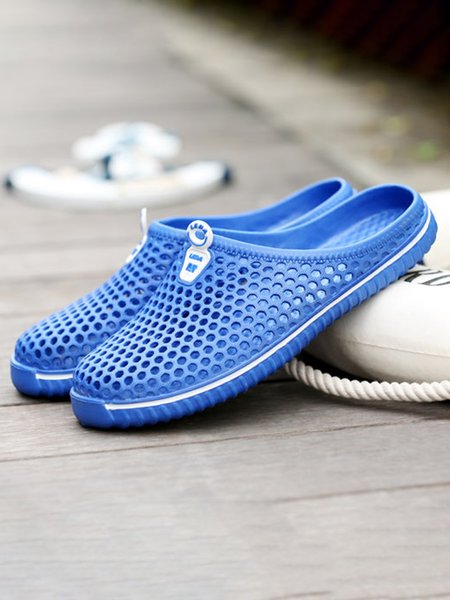 

Casual Plain Hole Sandals, Royal blue, Men's Slippers