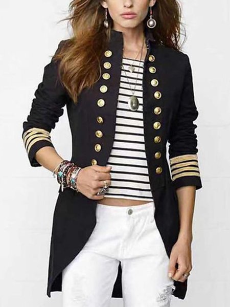 

Regular Fit Vintage Plain Outerwear, Black, Jackets